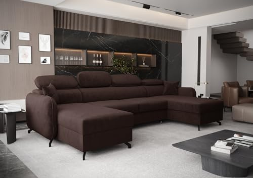AXLIVING Ecksofa mit Schlaffunktion Ribella 5 345cm Schokobraun U-Form