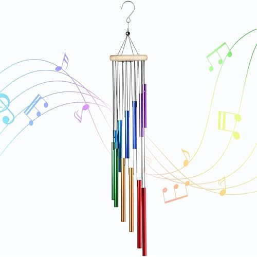 pclapora Windspiele, Buntes Musik-Windspiel, Windspiele Aluminiumrohre, Garden Wind Chimes, Windspiel für Draußen Hängend für Drinnen Draußen, Garten, Hof Heim, Deko