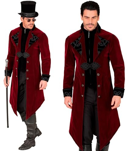 W WIDMANN MILANO Party Fashion - Gothic Mantel Herren | Aus Samt, Steampunk Frack für Halloween, Karneval, viktorianische Kostüme, Cosplay, Mottoparty