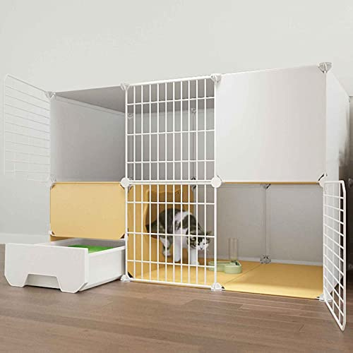 OLSKFUH Cat Villa Bac À Litière D'Intérieur Enceinte Fermée pour Chat Enceinte pour Animaux De Compagnie Cage D'Intérieur pour Chat Métal Plastique Abs Plateforme Ultra Large Ass,111 * 49 * 75-d