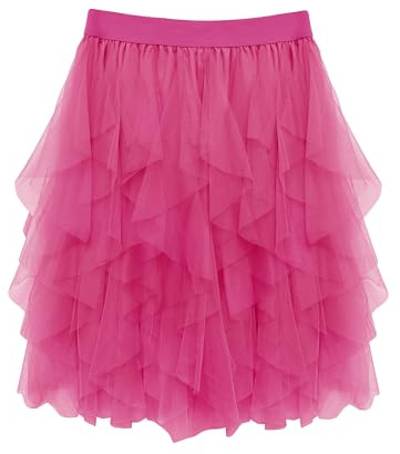 Wikoan Jupe en Tulle Femme Jupe Courte Taille Elastique Asymétriqueà 3 Couches Danse Jupes Tutu pour Fête d'halloween et Carnaval Daily Prom Party
