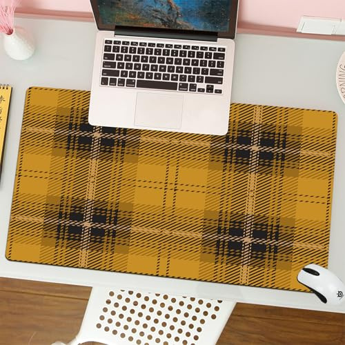 QRFASFZO Tapis de Souris Gaming - 30x80 cm - Tapis de Souris Esports - Ne Glisse jamais - Couverture complète du Bureau - Motif carré, Motif répété de carrés entrelacés diagonaux et horizontaux en ma
