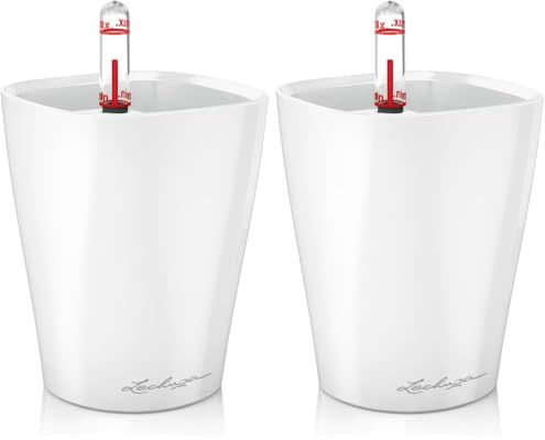 Lechuza 14950 - Maceta Mini Deltini Kit Completo, Color Blanco (10 x 13) (Paquete de 2)