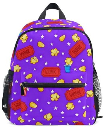 Wudan Popcorn Rucksack mit Sternen, für Jungen und Mädchen, mit Taschen, Violett