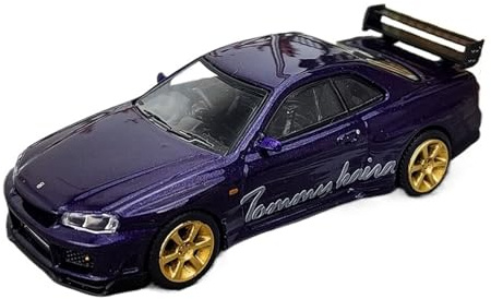 ZHIQIQOZ Realistisches Automodell 1 64 Nissan Skyline GT-R R34 Tommykaira Midnight Purple Leichtmetall-Modellauto 616 Home- oder Büro-Deko