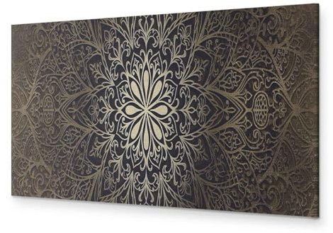 B&D XXL - Wandbilder XXL Mandala 120x40 cm 1 tlg - Wand Deko Vlies Leinwand Bilder Groß Wanddeko Wohnzimmer Schlafzimmer Kunstdrucke Panoramabild - Orient Zen Indische Hippie braun