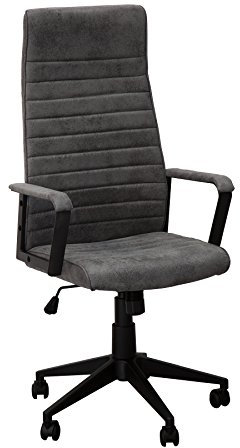 invicta INTERIOR Moderner Design Bürostuhl Lazio Highback Microfaser Vintage grau Chefsessel mit Armlehnen Stuhl mit Rollen