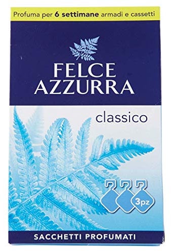 Felce Azzurra - 3 Sacchetti Profumati Classico, Profumatore per Ambienti Piccoli, Armadio, Cassetti, Valigia, Borsone Palestra, Profumatore Ambiente per 6 Settimane di Profumo, Profumatori Appendibili