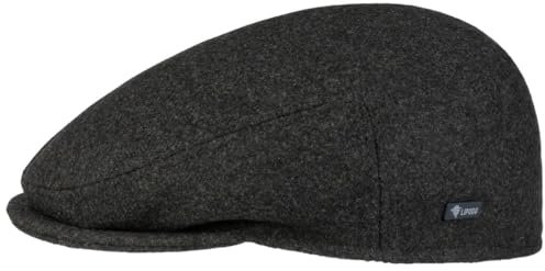 Lipodo Inglese Classic Flatcap Damen/Herren - Flat Cap Made in Italy - Unifarbene Wintercap mit Wolle - Schirmmütze Herbst/Winter - Schiebermütze anthrazit 60 cm