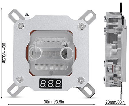 Richer-R PC CPU Wasserkühlung Block, Computer CPU Wasserkühlung Block Waterblock mit Temperaturanzeige,Kupfer Anode Aluminium CPU Wasserkühlblock für