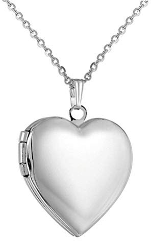 PAURO Collana Donne Acciaio Inossidabile Amore Cuore Medaglione, Argento Piccolo