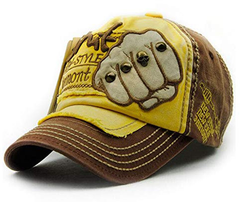CHENNUO Vintage Basecap Distressed Cap Herren Baumwolle Baseballkappe Outdoor Sport Kappe (Gelb)
