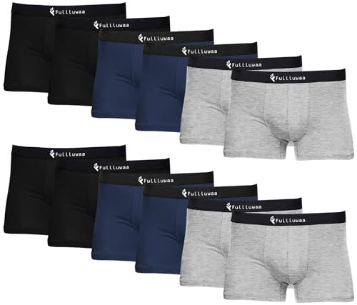 Fullluwaa Boxers (Lot de 12) Homme Coton Slip Fitted Trunk Caleçons,L,Noir x 4-gris x 4-bleu x 4