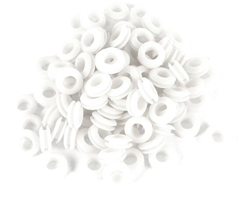 100 Pcs 8mm x 15mm White Rubber Wiring Grommets Ring Cable Protector