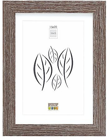 DEKNUDT Frames Bilderrahmen mit Passepartout - Grau Holzfarbe - S66KH3 P1 15x20cm für Bild 10x15cm - Bilderrahmen Holz MDF - Bilder aufhängen oder ausstellen