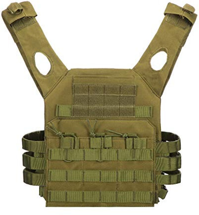 Jipemtra Tactical Airsoft Outdoor Molle Breathable JPC Game Protective Adjustable Modular Chest Set CS Field Training Vest (Green #1)