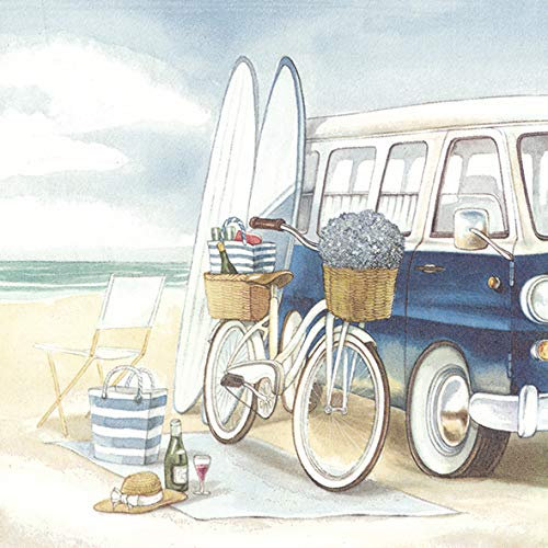 20 Servietten Ausflug zum Surfen | Strand | Fahrrad | Sommer | Urlaub 33x33cm