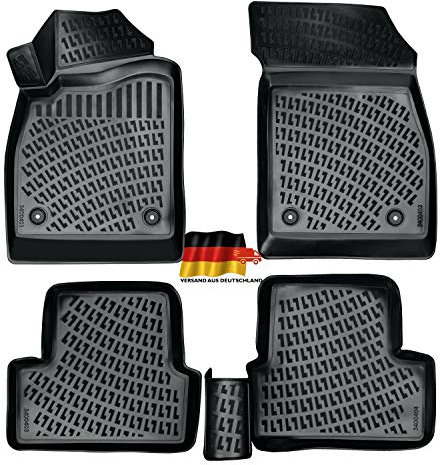 Rizline Passgenau 3D Fussmatten Auto Kompatibel mit Opel Insignia B 2016-2022 Auto Zubehör 1. Und 2. Reihe Gummimatten Autos TPE Allwetter Geruchlos rutschfest Vorne und Hinten Schwarz