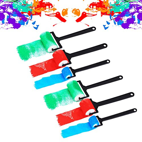 Rouleaux Eponge 6 pièces Rouleau Peinture Mousse Enfant Pinceaux Mousse en Rouleaux Convient pour l'apprentissage du Dessin Précoce Des Enfants, Le Graffiti pour Enfants, l'illumination du Dessin