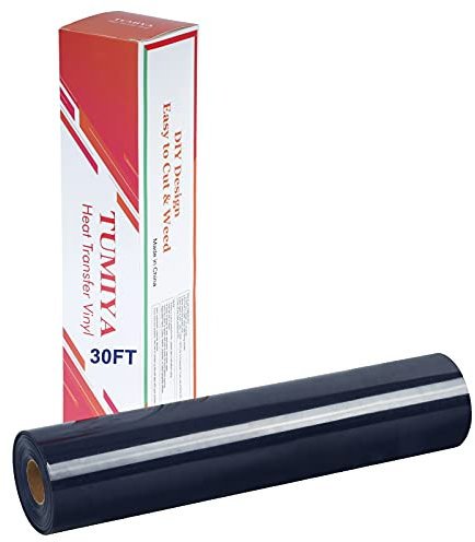 TUMIYA HTV Heat Transfer Vinyl Rolls - 12” x 30 Ft, Navy Blue Iron on Vinyl, DIY Design for T-Shirt & Fabric Accessories