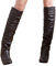 ORANDESIGNE Stivali Donna Alti Senza Tacco Scarponi in Cuoio Stivaletti da Neve Stivali Biker con Tacco Quadrato Stivali A Tubo Centrale in Tinta Unita con Cerniera C Marrone 38 EU