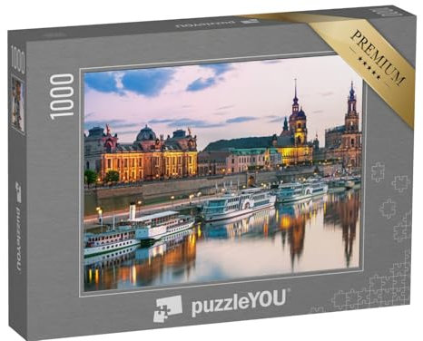 puzzleYOU: Puzzle 1000 Teile „Dresdner an der Elbe im Sonnenuntergang“ – aus der Puzzle-Kollektion Dresden, Deutsche Städte