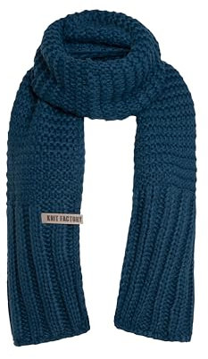 KNIT FACTORY - Alex Schal - Lange Strickschal - Mit grobmaschige Strickmuster - Aus Wolle - Für Damen und Herren - Petrol - 200 x 45 cm