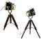 Antico Vintage Desktop Proiettore Regolabile Legno Treppiede Lampade LED Tavolo Camera Faretti Home Decor