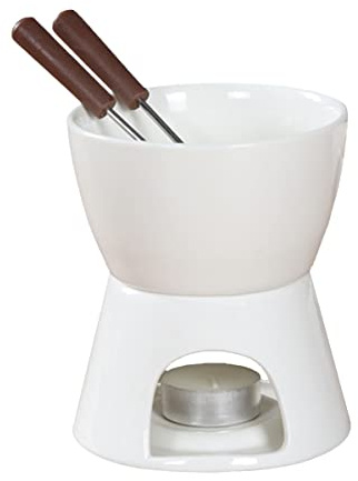 Sizikato Schokoladen-Fondue-Set aus reinem weißem Porzellan, 284 ml