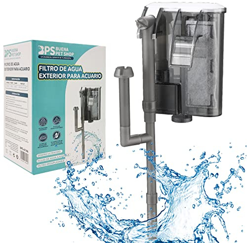 BPS BUENA PET SHOP Professioneller externer Aquariumfilter, Rucksack für Fischglas, Schwarz, Kunststoff, Oberirdisch, 10-30 l, 200 l/h, 220 V, energiesparend, leise