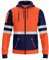 NOROZE Herren Kapuzenpullover mit Reißverschluss vorne reflektierend hohe Sichtbarkeit Sicherheitsmantel Taschen Sweatshirt Jacke (XL, Stil 1: Neonorange/Marine)