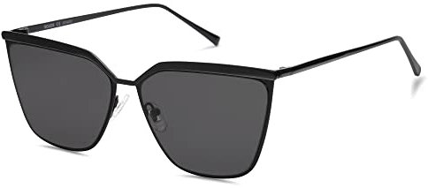 SOJOS Sonnenbrille Damen Vintage Cateye, Sonnenbrille Herren Retro Eckig Groß Frauen Rechteckige Sonnenbrille Gold Katzenaugen mit Metallrahmen UV400 Schutz Brille SJ1172 mit Schwarz Rahmen