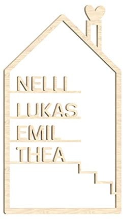 Alsino Nachhaltiges Deko Haus personalisiert mit Namen 20 cm & 30 cm - Geschenkidee Birke Multiplex, Acrylglas -Dekoration für zu Hause (Birke Multiplex, 30 cm)