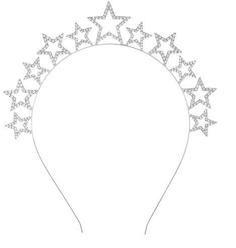 Generse Stern-Stirnband, Strass-Haarbänder, Party-Kopfschmuck, Hochzeit, Haarschmuck für Damen und Mädchen, 1 Stück (Silber)