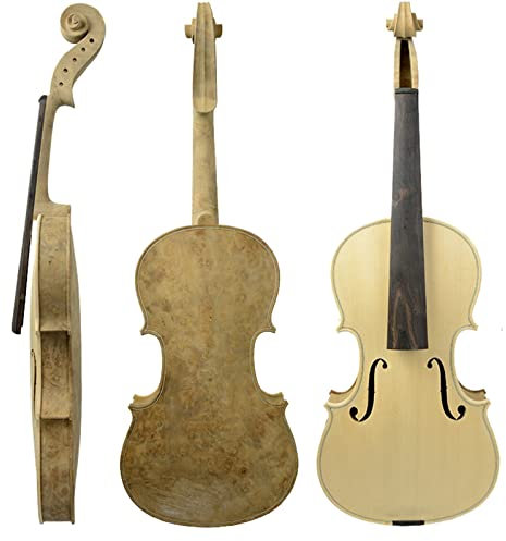 TSTS Violine anfänger Handgefertigte 5-saitige Violine, Unvollendet, Geige, Vogelaugenahorn, Fichte, Decke, DIY 4/4 Geigenkoffer