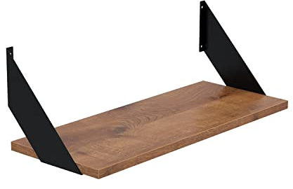 AKKE Wandregal - Hängeregal mit 18 mm Möbelplatte und Metallhalterungen - Wandablage für Moderne Wohnräume, Bücher, Pflanzen und Deko - Loft Flat 50 cm x 20 cm Antike Eiche
