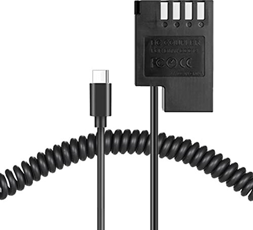 Raeisusp Câble à ressort type C DMW BLF19 Batterie factice DMW-DCC12 DC Coupleur pour appareil photo Panasonic Lumix DMC-GH3K GH4K GH5 GH5S G9.