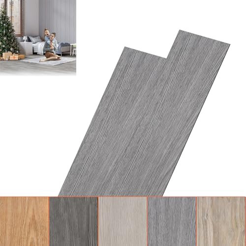 ACXIN 91,44 x 15,24 x 0,2 cm PVC Bodenbelag, Vinylboden Selbstklebend Klebefliesen Boden, 18 Stück für Circa 2,5m², Klick Vinylboden Laminat Klebevinyl, Holz-Effekt (Grau)