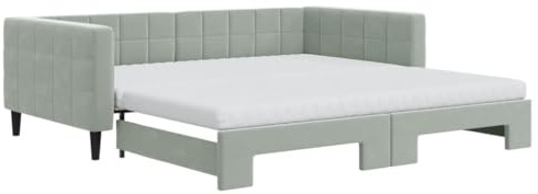 vidaXL Tagesbett Ausziehbar mit Matratzen Hellgrau 100x200 cm Samt