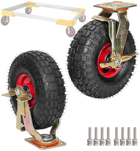 Air Luft Reifen 8 10 Inch Transportrollen, Strapazierfähige Lenkrollen, Geräuschlose Schwerlast Rollen, Tragfähigkeit:200KG, Kugellager, Für Alle Arten Von Speisewagen-Trolleys