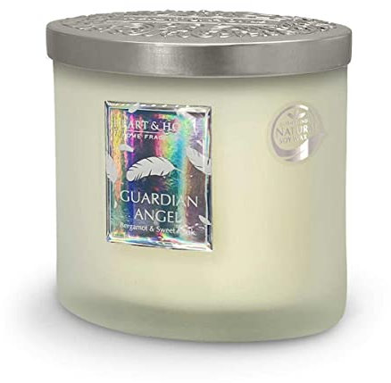 HEART & HOME - Vela perfumada a base de cera natural de soja para el hogar - Elipse 2 mechas Angel Guardián - Duración de combustión 40 h - Regalo, decoración y perfume para el hogar - tarro de