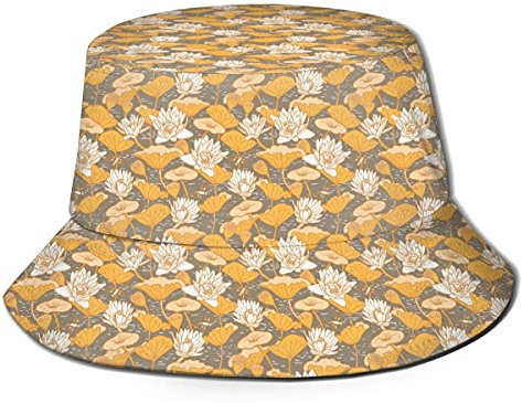Botell Elegant Water Lilies Nymphaea Bucket Hats for Women Sun Beach Hats Teens Girls Wide Brim Summer Fisherman's Caps