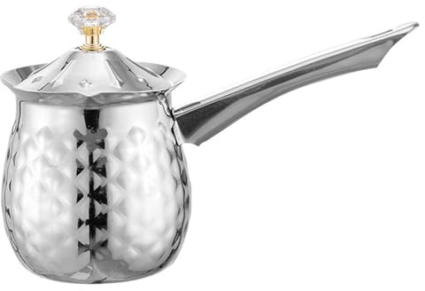 Turkish Coffee Pot,Arabic Coffee Pot, 600ml/20oz Stainless Steel Chocolate Melting Pot with Eagle Spout, Non Slip Milk Warmer with Handle ＆ Dustproof Lid for Stove Top