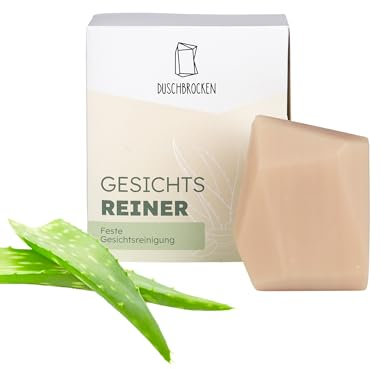 Duschbrocken Gesichts Reiner - Natürliche Gesichtsreinigung mit Aloe Vera - Milde Gesichtspflege - Fester Reinigungsschaum - Vegan, Plastikfrei - 65g