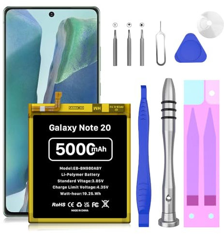 Akku für Samsung Galaxy Note 20, 5000mAh EB-BN980ABY Hoher Kapazität Ersatzakku für Samsung Galaxy Note 20 (N980F), Galaxy Note 20 5G (N981B) mit Reparaturwerkzeug-Kits