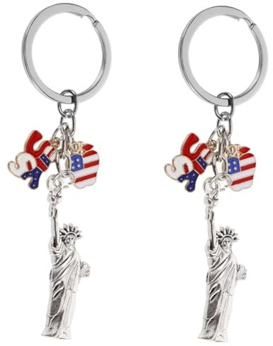 Garneck 2St Schlüsselanhänger Handtaschenanhänger Geldbörse Charme Schlüsselbund Dekorativer Anhänger rücksack Schlüsselringe USA hängende Dekoration der Freiheitsstatue Metall