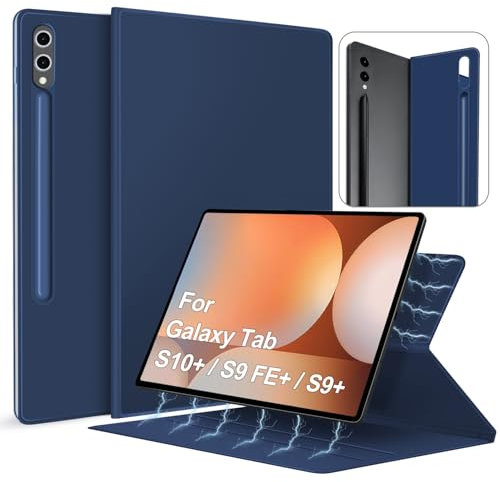 DAORANGE Custodia Cover Magnetica per Samsung Galaxy Tab S10+ Plus 2024 / S9 FE+ / S9+ 12,4 Pollici, Custodia Smart Sottile con Portapenne Nascosto per Samsung Tab S10+/S9 FE+/S9+ (Blu Scuro)