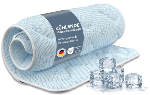 XDREAM Matratzenauflage mit Kühleffekt | atmungsaktiver Topper, Matratzenschoner für Matratzen bis 30cm | Matratzenschoner gegen Schwitzen | waschbar 40 Grad | Allergiker geeignet | 140 x 200 cm