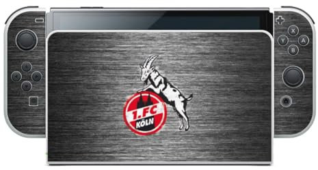 DeinDesign Skin kompatibel mit Nintendo Switch OLED Folie Sticker 1. FC Köln Metallic Look Offizielles Lizenzprodukt
