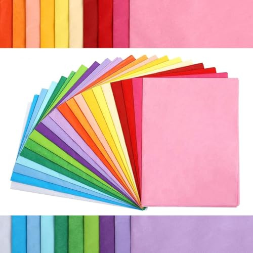 Bunt Seidenpapier zum Verpacken,100 Blatt Seidenpapier Bunt 50x35cm Geschenkpapier Seidenkunstpapier Mehrfarbig für Handwerk und Geschenkverpackung Dekorativ